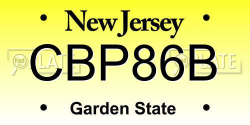 CBP86B New Jersey License Plate