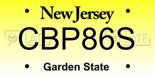 CBP86S New Jersey License Plate