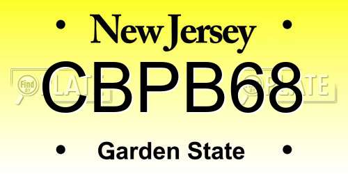 CBPB68 New Jersey License Plate