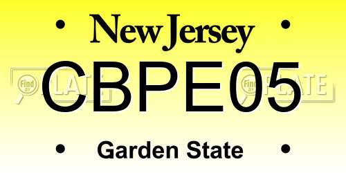 CBPE05 New Jersey License Plate