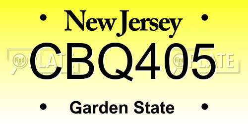 CBQ405 New Jersey License Plate