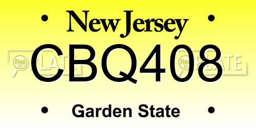 CBQ408 New Jersey License Plate