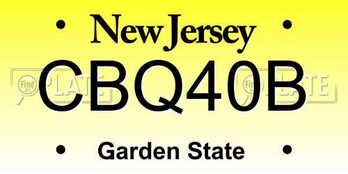 CBQ40B New Jersey License Plate