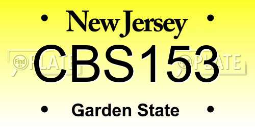 CBS153 New Jersey License Plate