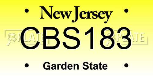 CBS183 New Jersey License Plate