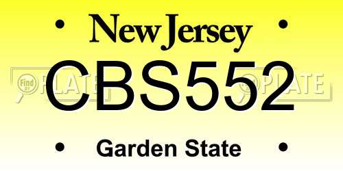 CBS552 New Jersey License Plate