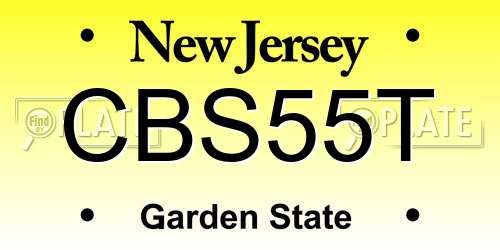 CBS55T New Jersey License Plate