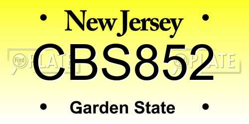 CBS852 New Jersey License Plate