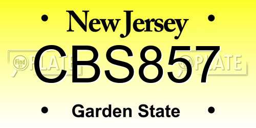CBS857 New Jersey License Plate