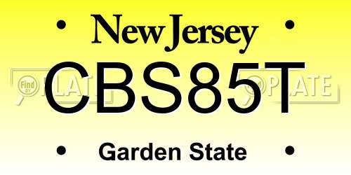 CBS85T New Jersey License Plate