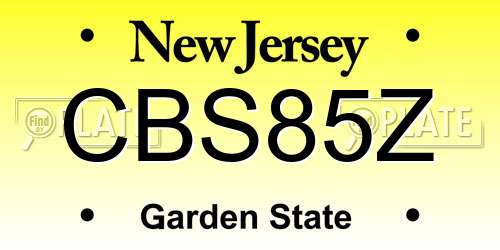 CBS85Z New Jersey License Plate