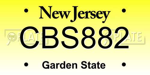 CBS882 New Jersey License Plate