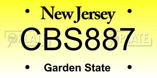 CBS887 New Jersey License Plate