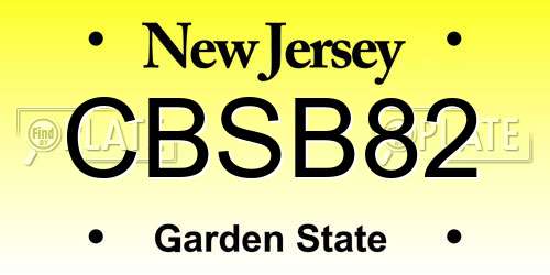 CBSB82 New Jersey License Plate