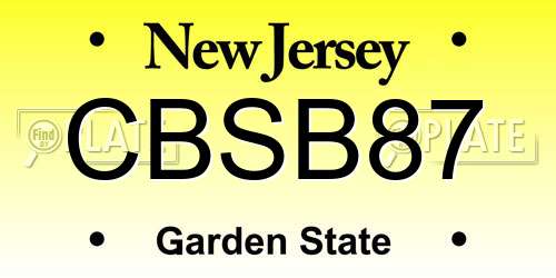 CBSB87 New Jersey License Plate