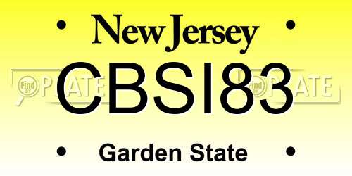 CBSI83 New Jersey License Plate