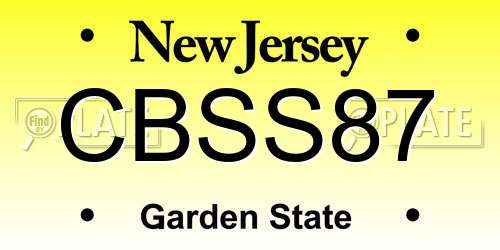 CBSS87 New Jersey License Plate