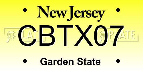 CBTX07 New Jersey License Plate