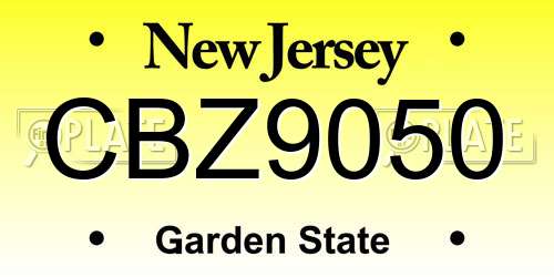 CBZ9050 New Jersey License Plate