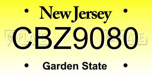 CBZ9080 New Jersey License Plate