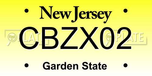 CBZX02 New Jersey License Plate