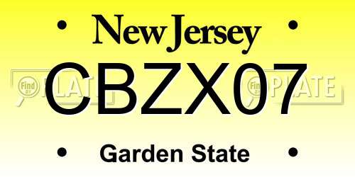 CBZX07 New Jersey License Plate