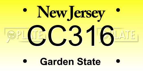 CC316 New Jersey License Plate