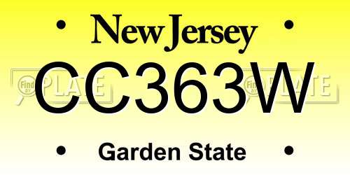 CC363W New Jersey License Plate