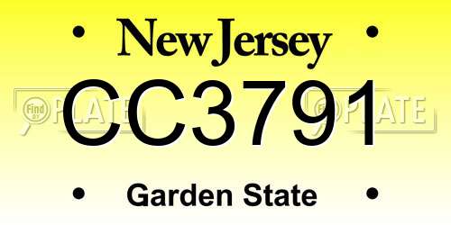 CC3791 New Jersey License Plate