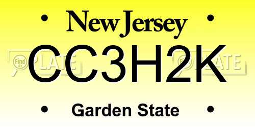 CC3H2K New Jersey License Plate
