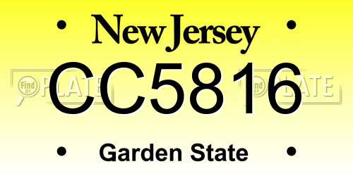 CC5816 New Jersey License Plate