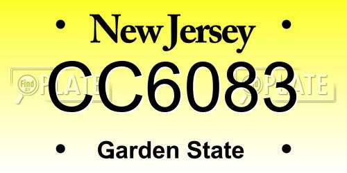 CC6083 New Jersey License Plate