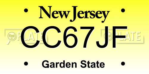CC67JF New Jersey License Plate