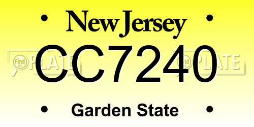 CC7240 New Jersey License Plate