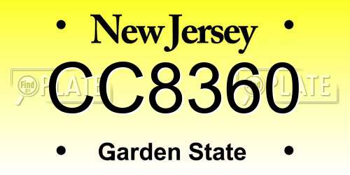 CC8360 New Jersey License Plate
