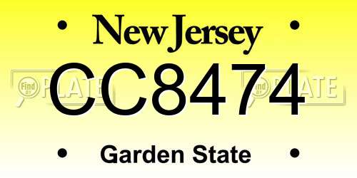 CC8474 New Jersey License Plate