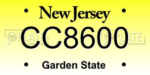 CC8600 New Jersey License Plate