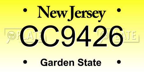 CC9426 New Jersey License Plate