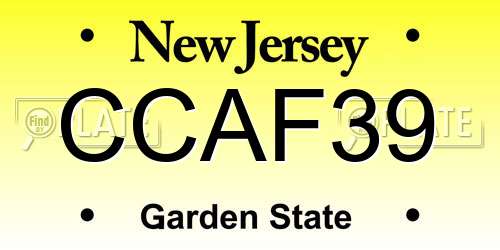 CCAF39 New Jersey License Plate