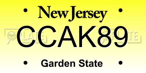 CCAK89 New Jersey License Plate