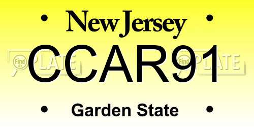 CCAR91 New Jersey License Plate