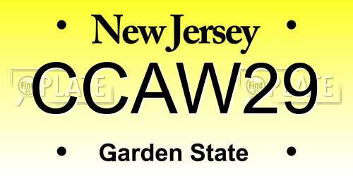 CCAW29 New Jersey License Plate