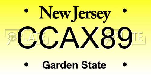 CCAX89 New Jersey License Plate