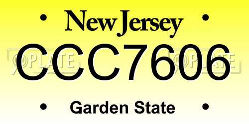 CCC7606 New Jersey License Plate