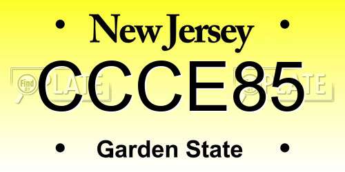 CCCE85 New Jersey License Plate