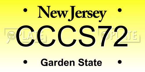 CCCS72 New Jersey License Plate