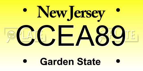 CCEA89 New Jersey License Plate