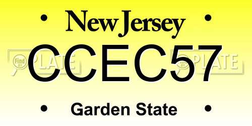 CCEC57 New Jersey License Plate