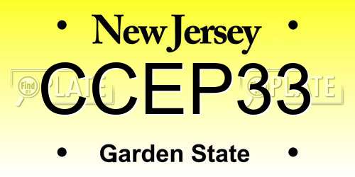 CCEP33 New Jersey License Plate