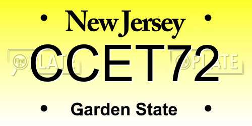 CCET72 New Jersey License Plate